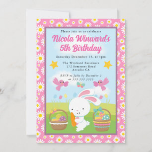 Invitation Joyeux Lapin de Pâques Printemps Anniversaire Enfa