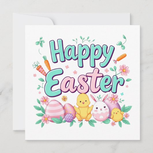 Invitation Joyeux lapin de Pâques Printemps Oeuf de Pâques Pâ (Devant)