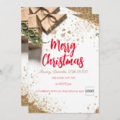 Invitation Joyeux logo marque Noël qr code promo (Devant / Derrière)