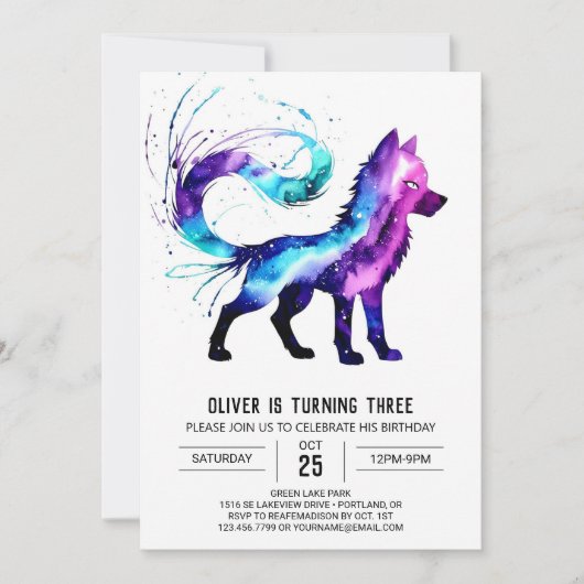 Invitation Joyeux loup personnalisé Digital Boy Birthday (Devant)
