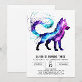 Invitation Joyeux loup personnalisé Digital Boy Birthday (Devant / Derrière)