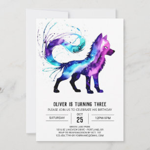 Invitation Joyeux loup personnalisé Digital Boy Birthday