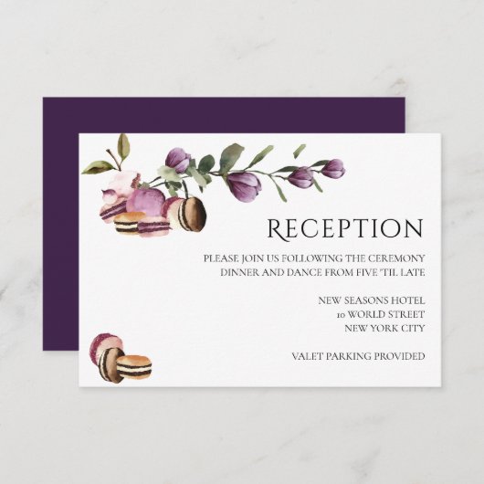 Invitation Joyeux Macaron | Élégant Violet Floral Moderne (Devant / Derrière)