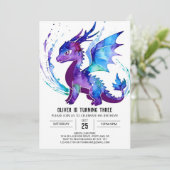 Invitation Joyeux Majestic Dragon Digital Boy Anniversaire (Debout devant)