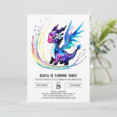 Invitation Joyeux Majestic Dragon Digital Girl Anniversaire (Debout devant)