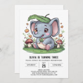 Invitation Joyeux Majestic Elephant numérique anniversaire (Devant / Derrière)