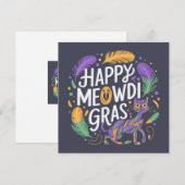Invitation Joyeux mardi gras Meowdi (Devant / Derrière)