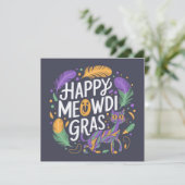 Invitation Joyeux mardi gras Meowdi (Debout devant)