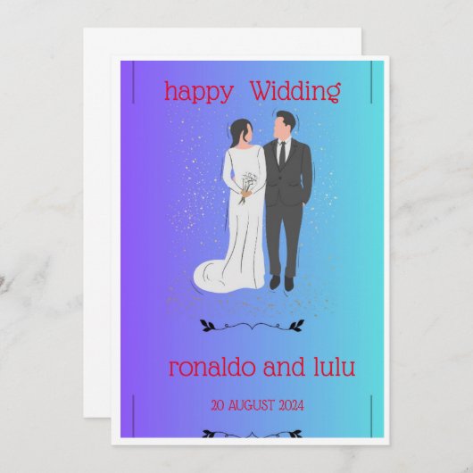 Invitation Joyeux mariage (Devant / Derrière)