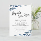 Invitation Joyeux Mariage Après Tout Blue Leaves Réception-On (Debout devant)