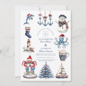 Invitation Joyeux Mariage de Noël maritime (Devant)