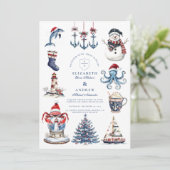 Invitation Joyeux Mariage de Noël maritime (Debout devant)