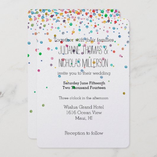 Invitation Joyeux Mariage de points Confetti (Devant / Derrière)