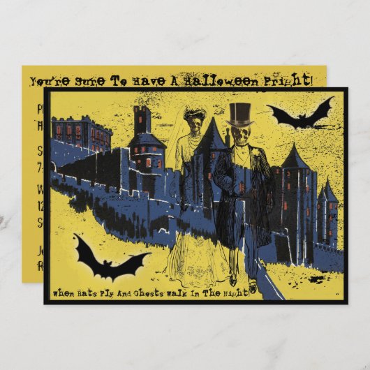 Invitation Joyeux mariage d'Halloween Épouvantable Fantôme Ma (Devant / Derrière)