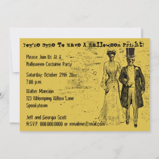 Invitation Joyeux mariage d'Halloween Époux et Épouse fantoma (Dos)