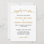 Invitation Joyeux Mariage Élégant Script Doré (Devant)