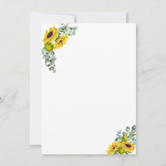 Invitation Joyeux Mariage Eucalyptus Tournesol Fête (Dos)