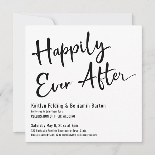 Invitation Joyeux Mariage Noir Blanc Réception de Mariage (Devant)