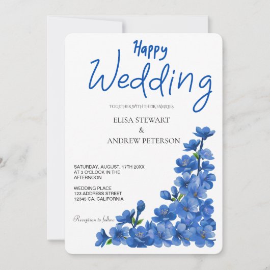 Invitation Joyeux mariage romantique floral mariage (Devant)