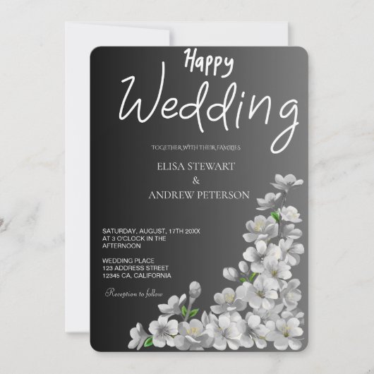 Invitation Joyeux mariage romantique floral mariage (Devant)