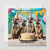 Invitation Joyeux Meerkat Anniversaire, Anniversaire Fête Inv (Devant)