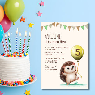 Invitation Joyeux Mignonne Hérisson Ballons Anniversaire