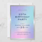 Invitation Joyeux modèle d'anniversaire avec ombre et argent (Devant)