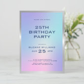 Invitation Joyeux modèle d'anniversaire avec ombre et argent (Debout devant)