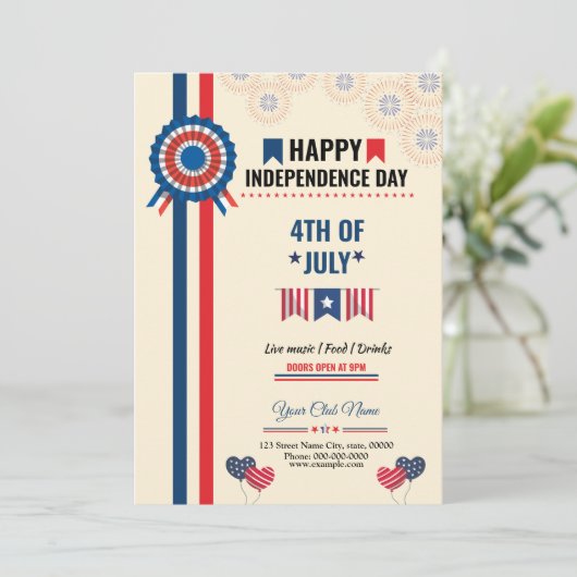 Invitation Joyeux Modèle de l'Indépendance (Debout devant)