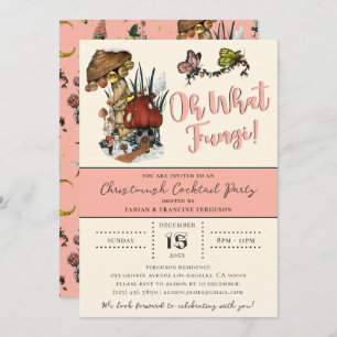 Invitation Joyeux Mushroom rose mignon Noël Fête