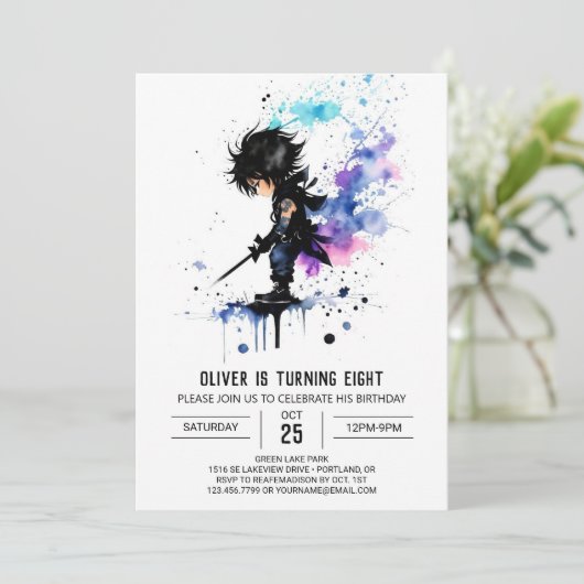 Invitation Joyeux Ninja Boy Digital Anniversaire Personnalisé (Debout devant)