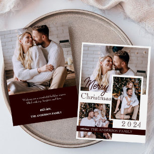 Invitation Joyeux Noël 2024 Modern 4 Photo Holiday Card