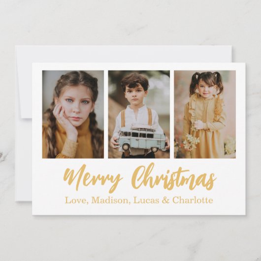 Invitation Joyeux Noël 3 Collage photo Or (Devant)