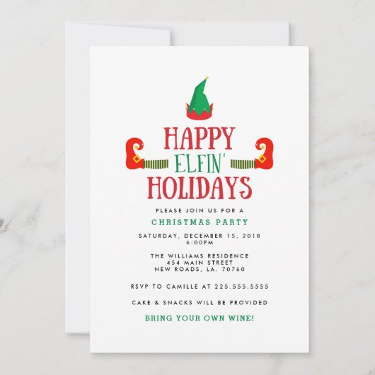 Invitation Joyeux Noël à Elfin (Devant)