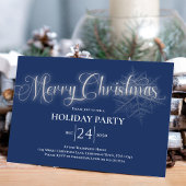 Invitation Joyeux Noël à la fête de Noël bleu marine
