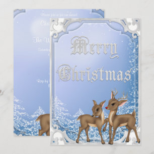 Invitation Joyeux Noël à Rudolph et Clarice encadrés d'argent