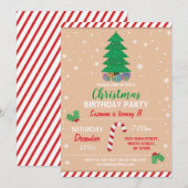 Invitation Joyeux Noël Anniversaire Fête Noël Bonbons Arbre (Devant / Derrière)