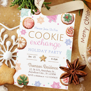 Invitation Joyeux Noël Aquarelle Échange de cookies