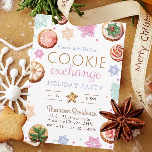 Invitation Joyeux Noël Aquarelle Échange de cookies