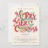 Invitation Joyeux Noël Aquarelle rouge rétro (Devant)