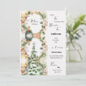 Invitation Joyeux Noël Arbre Classique Fête Florale (Debout devant)