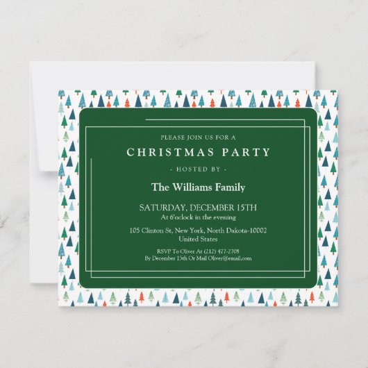 Invitation Joyeux Noël Arbre Vacances Vacances Vacances Green (Devant)