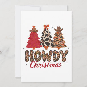 Invitation Joyeux Noël Arbres Fourrure Chapeaux de Cowboy Léo