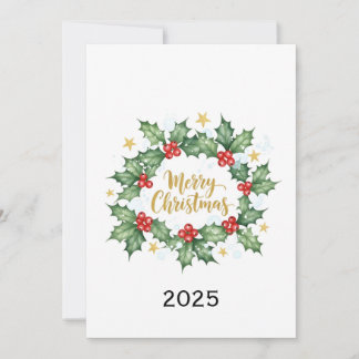 Invitation Joyeux Noël au houx à l'aquarelle élégante
