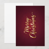 Invitation « Joyeux Noël » avec écriture dorée (Devant / Derrière)