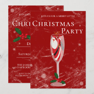 Invitation Joyeux Noël avec le champagne de Santa