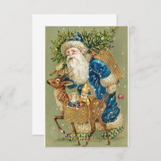 Invitation Joyeux Noël avec Père Noël et Reindeer (Devant / Derrière)