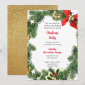 Invitation Joyeux Noël avec verdure des Fêtes (Devant / Derrière)