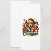 Invitation Joyeux Noël Beagle Mignon (Devant / Derrière)