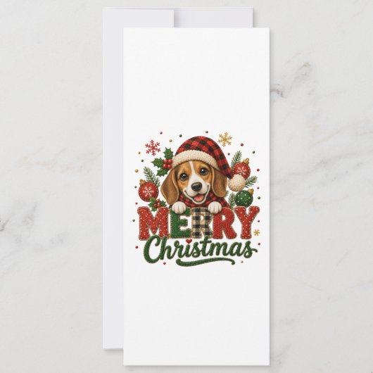 Invitation Joyeux Noël Beagle Mignon (Devant)